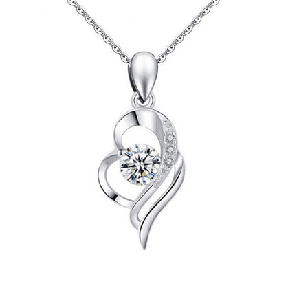 925 Sterling Silver Heart Pendant Necklace with 0.5ct or 1ct D Color Moissanite Cross Chain for Women White Gold Plated