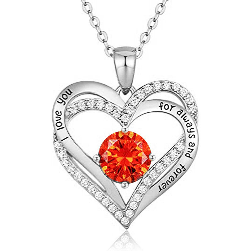 925 Sterling Silver Heart Pendant Necklace with 2ct Moissanite in 12 Colors - Rhodium Plated Casual Cross Chain Jewelry for Women