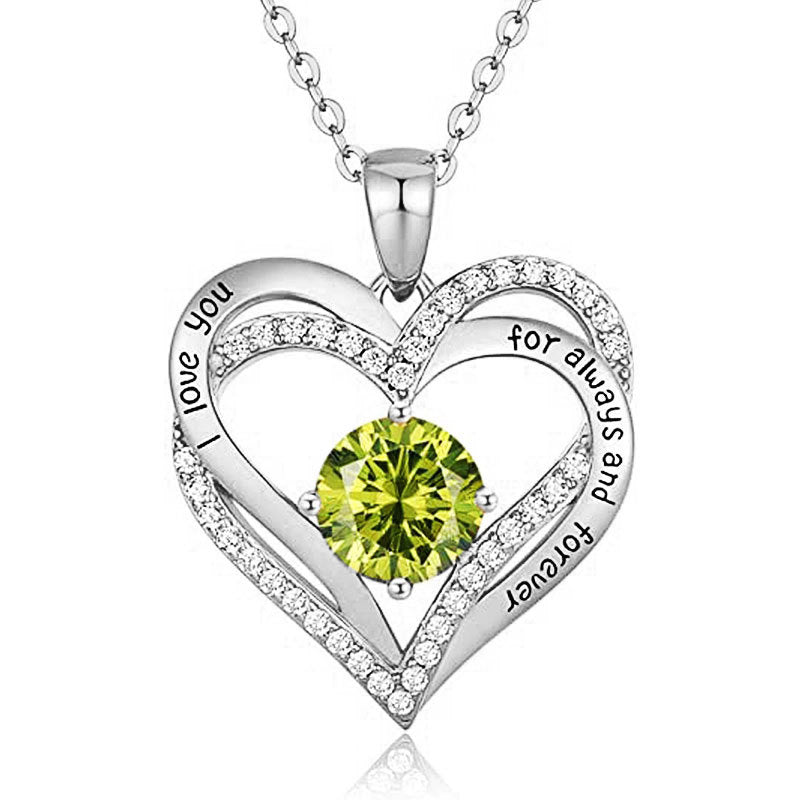 925 Sterling Silver Heart Pendant Necklace with 2ct Moissanite in 12 Colors - Rhodium Plated Casual Cross Chain Jewelry for Women