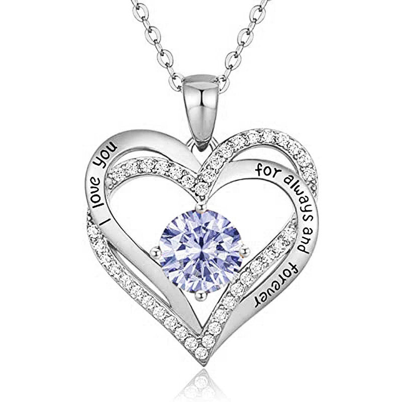 925 Sterling Silver Heart Pendant Necklace with 2ct Moissanite in 12 Colors - Rhodium Plated Casual Cross Chain Jewelry for Women