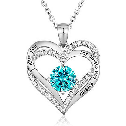 925 Sterling Silver Heart Pendant Necklace with 2ct Moissanite in 12 Colors - Rhodium Plated Casual Cross Chain Jewelry for Women