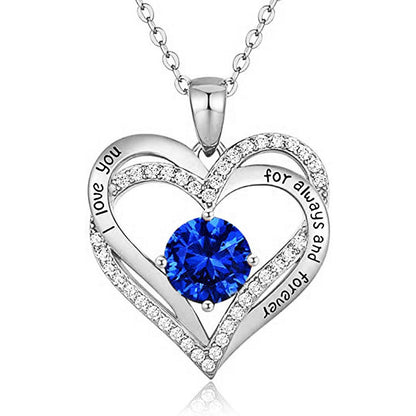 925 Sterling Silver Heart Pendant Necklace with 2ct Moissanite in 12 Colors - Rhodium Plated Casual Cross Chain Jewelry for Women
