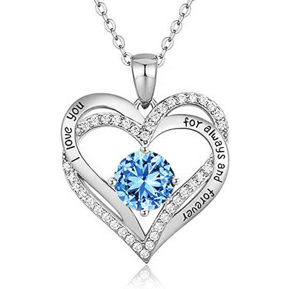 925 Sterling Silver Heart Pendant Necklace with 2ct Moissanite in 12 Colors - Rhodium Plated Casual Cross Chain Jewelry for Women