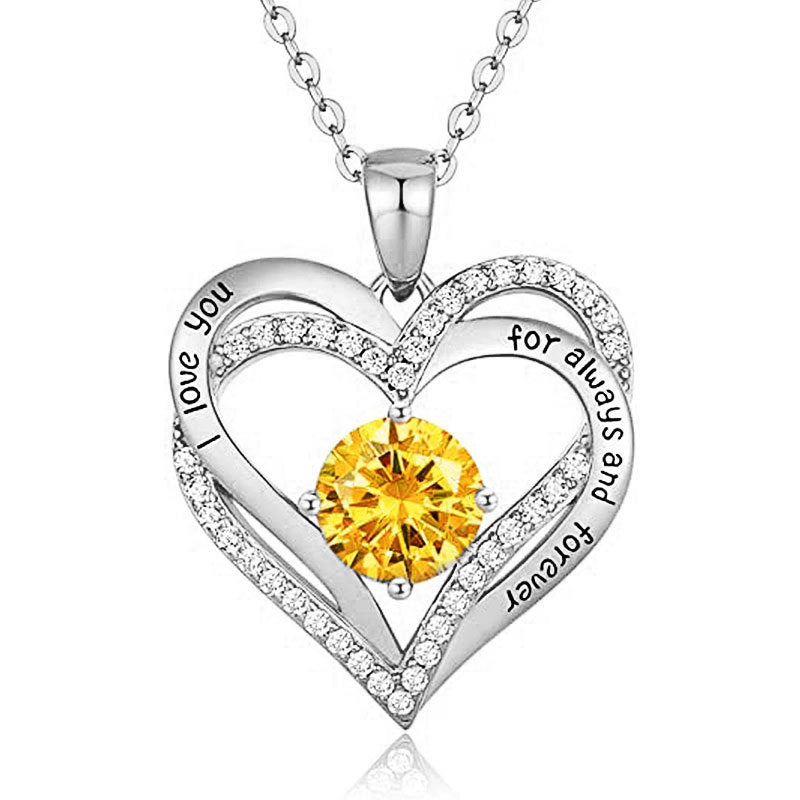 925 Sterling Silver Heart Pendant Necklace with 2ct Moissanite in 12 Colors - Rhodium Plated Casual Cross Chain Jewelry for Women