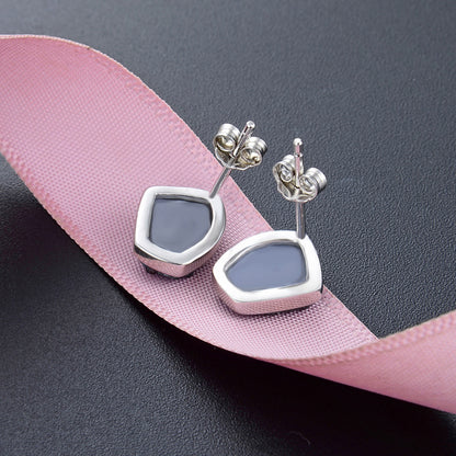 925 Sterling Silver Hexagon Stud Earrings - White Gold Plated Geometric Earrings for Women, Instagram Fashion Jewelry