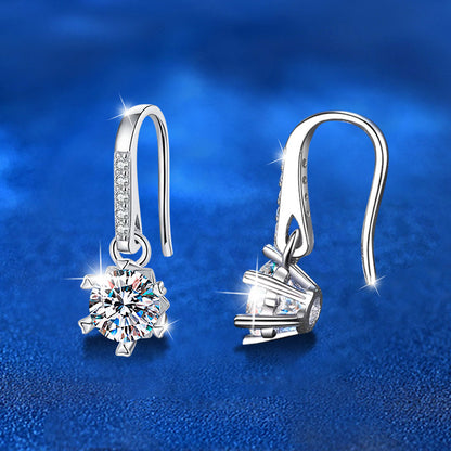 925 Sterling Silver Hexagon Stud Earrings with 1ct Round Moissanite - White Gold Plated Geometric Luxury Jewelry for Women