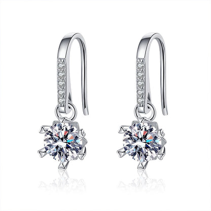 925 Sterling Silver Hexagon Stud Earrings with 1ct Round Moissanite - White Gold Plated Geometric Luxury Jewelry for Women