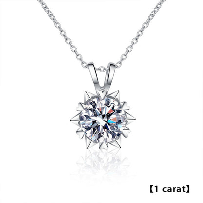 925 Sterling Silver Hexagram Heart Pendant Necklace with 1ct/2ct/3ct Moissanite, in White or Yellow Gold Plating