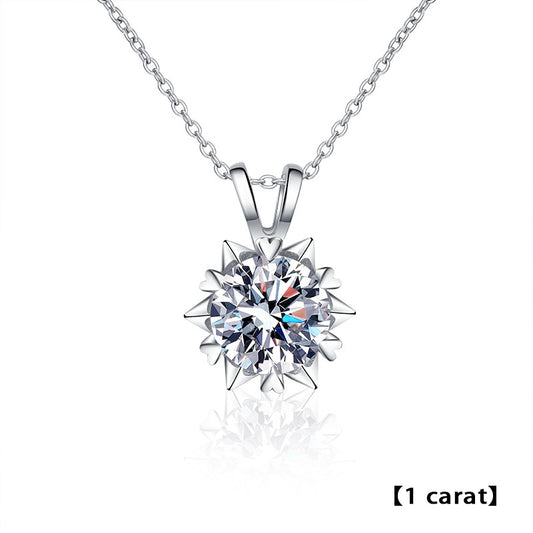 925 Sterling Silver Hexagram Heart Pendant Necklace with 1ct/2ct/3ct Moissanite, in White or Yellow Gold Plating