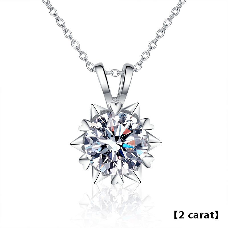 925 Sterling Silver Hexagram Heart Pendant Necklace with 1ct/2ct/3ct Moissanite, in White or Yellow Gold Plating