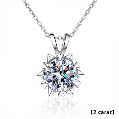 925 Sterling Silver Hexagram Heart Pendant Necklace with 1ct/2ct/3ct Moissanite, in White or Yellow Gold Plating