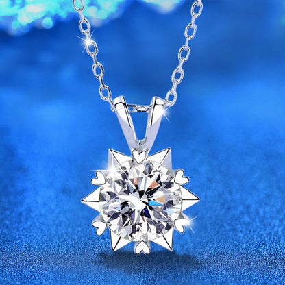 925 Sterling Silver Hexagram Heart Pendant Necklace with 1ct/2ct/3ct Moissanite, in White or Yellow Gold Plating