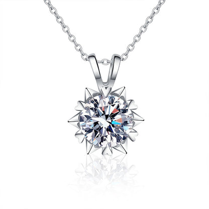 925 Sterling Silver Hexagram Heart Pendant Necklace with 1ct/2ct/3ct Moissanite, in White or Yellow Gold Plating