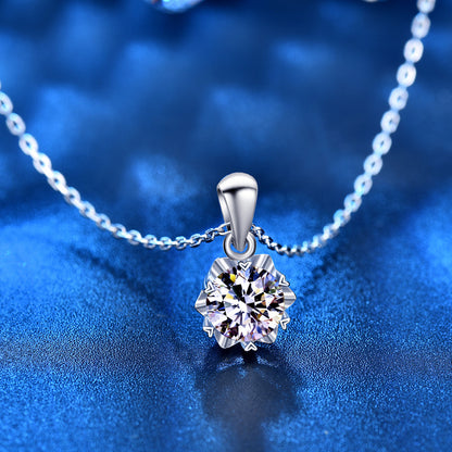 925 Sterling Silver Hexagram Snowflake Necklace with 1ct D Color Moissanite & Adjustable Cross Chain, 0.05µm White Gold Plated/Yellow Gold Plated