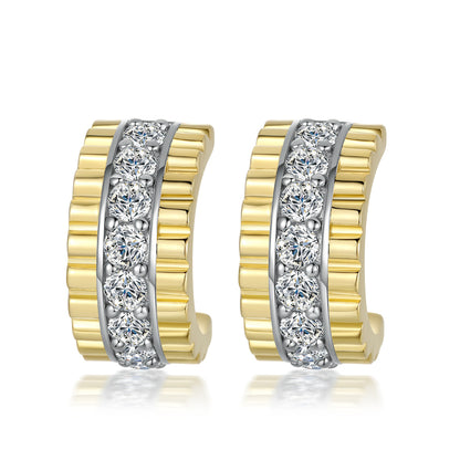 925 Sterling Silver Hoop Earrings for Women Elegant Zircon Geometric Circle Earrings Gold Plated 6g