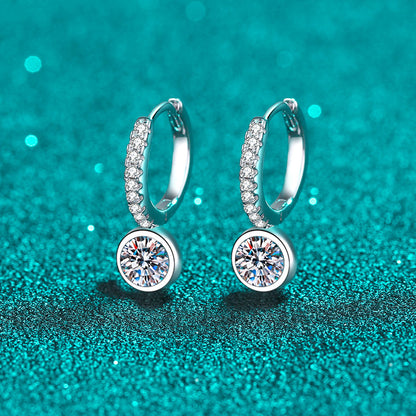 925 Sterling Silver Hypoallergenic Huggie Hoops - PT950 Gold Plated with 1CT Moissanite
