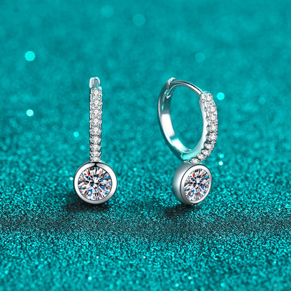 925 Sterling Silver Hypoallergenic Huggie Hoops - PT950 Gold Plated with 1CT Moissanite