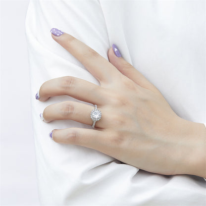 925 Sterling Silver Index Finger Ring - Minimalist Wedding Band with Zircon Accents