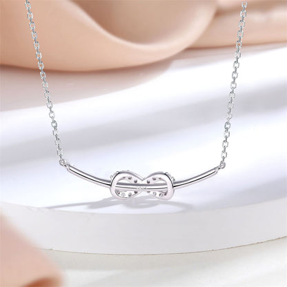 925 Sterling Silver Infinity Bow Pendant Necklace - Elegant Love Knot Collarbone Chain