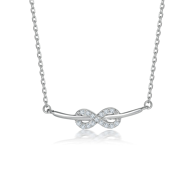 925 Sterling Silver Infinity Love Pendant Necklace - "8" Shaped Zircon Letter Design