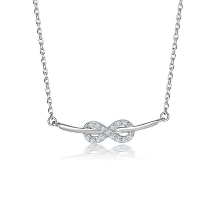 925 Sterling Silver Infinity Love Pendant Necklace - "8" Shaped Zircon Letter Design