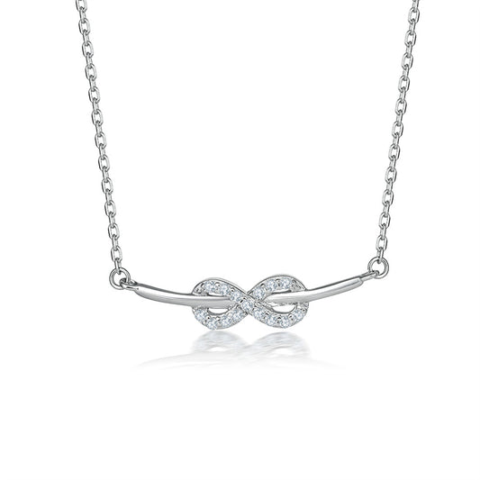 925 Sterling Silver Infinity Love Pendant Necklace - "8" Shaped Zircon Letter Design
