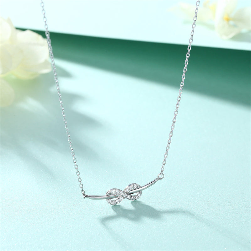 925 Sterling Silver Infinity Love Pendant Necklace - "8" Shaped Zircon Letter Design