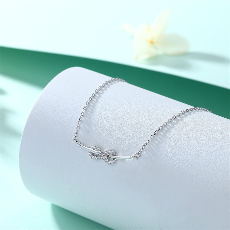 925 Sterling Silver Infinity Love Pendant Necklace - "8" Shaped Zircon Letter Design