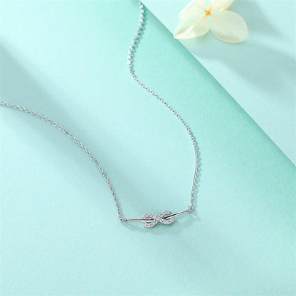 925 Sterling Silver Infinity Love Pendant Necklace - "8" Shaped Zircon Letter Design