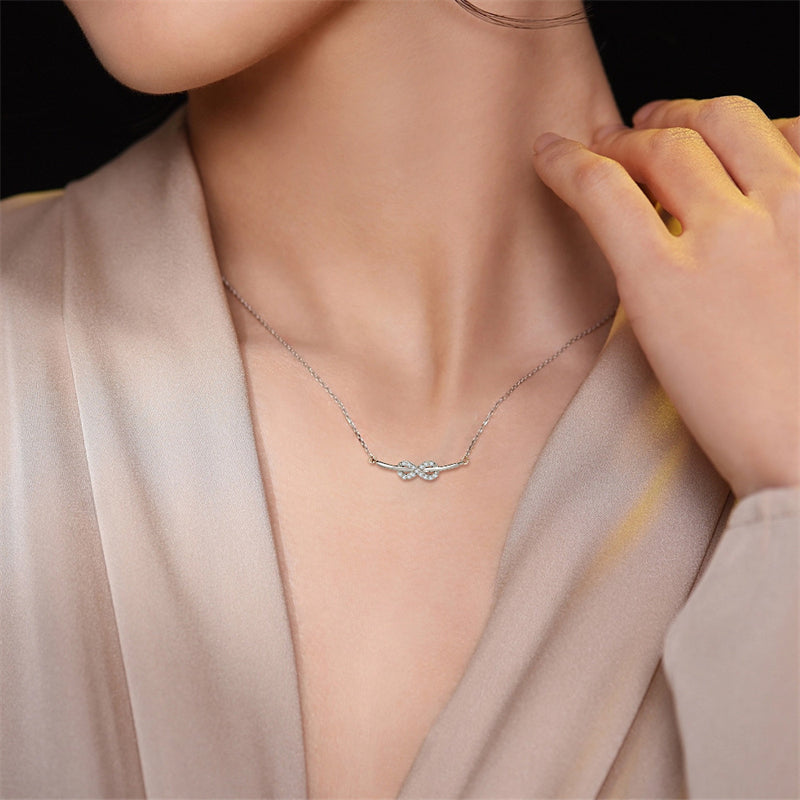 925 Sterling Silver Infinity Love Pendant Necklace - "8" Shaped Zircon Letter Design