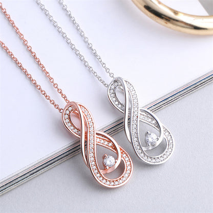 925 Sterling Silver Infinity Pendant Necklace - Modern Figure 8 Design
