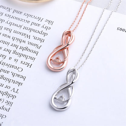 925 Sterling Silver Infinity Pendant Necklace - Modern Figure 8 Design