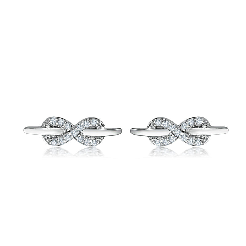 925 Sterling Silver Infinity Symbol Earrings – Dainty Zircon Love Knot Studs