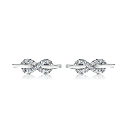 925 Sterling Silver Infinity Symbol Earrings – Dainty Zircon Love Knot Studs