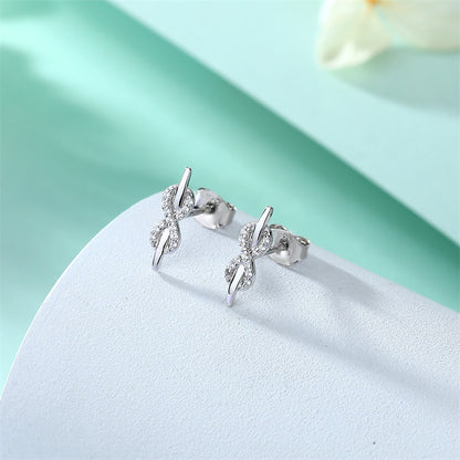 925 Sterling Silver Infinity Symbol Earrings – Dainty Zircon Love Knot Studs