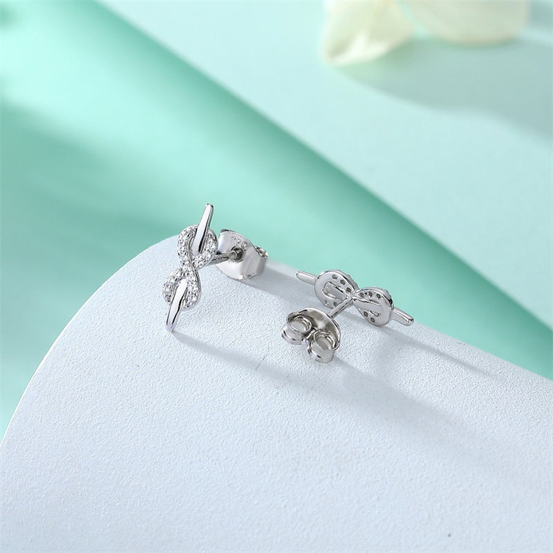 925 Sterling Silver Infinity Symbol Earrings – Dainty Zircon Love Knot Studs