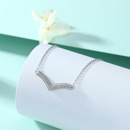 925 Sterling Silver Initial Necklace - Modern V-Shaped Pendant Design
