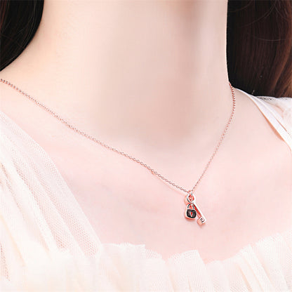 925 Sterling Silver Key & Lock Pendant Necklace - Romantic Symbolic Jewelry