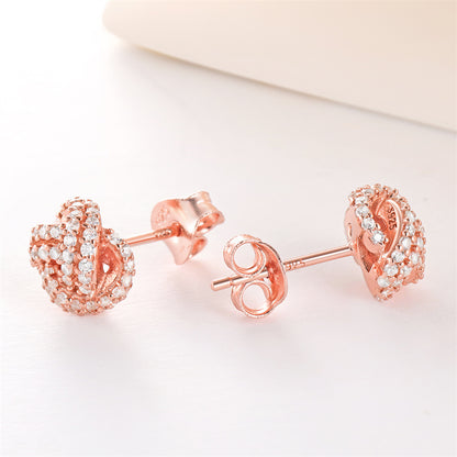 925 Sterling Silver Knit Ball Stud Earrings – Korean-Inspired Geometric Jewelry