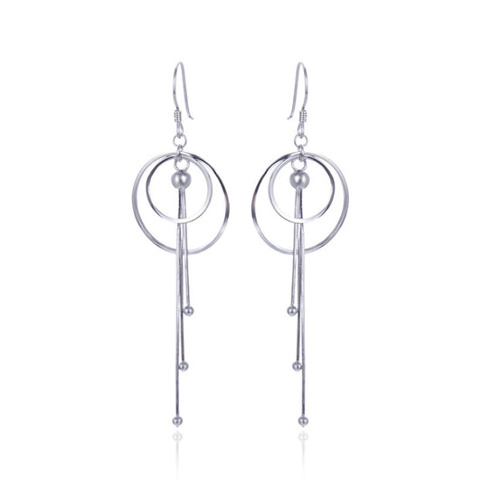925 Sterling Silver Korean Style Drop Earrings - 2.8g Elegant Dangle Earrings for Women