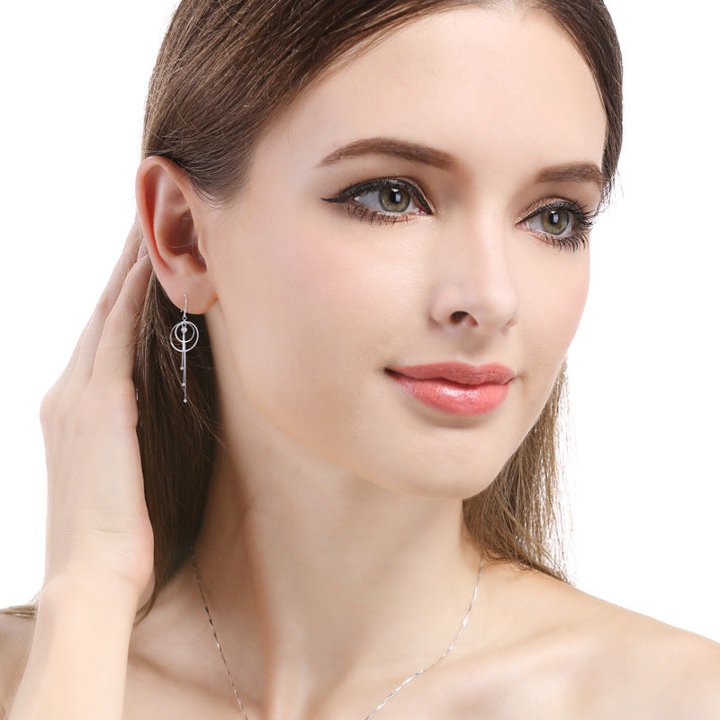 925 Sterling Silver Korean Style Drop Earrings - 2.8g Elegant Dangle Earrings for Women