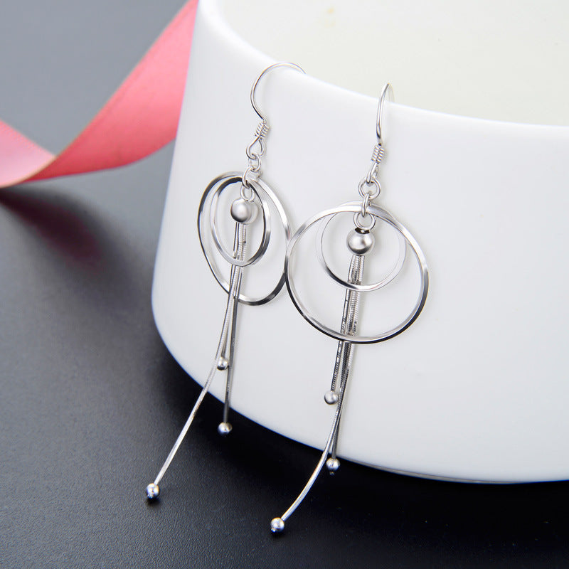 925 Sterling Silver Korean Style Drop Earrings - 2.8g Elegant Dangle Earrings for Women