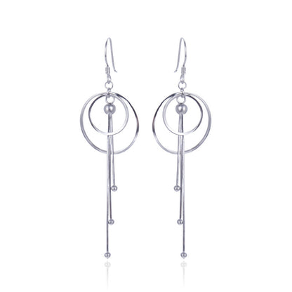 925 Sterling Silver Korean Style Drop Earrings - 2.8g Elegant Dangle Earrings for Women
