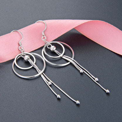 925 Sterling Silver Korean Style Drop Earrings - 2.8g Elegant Dangle Earrings for Women