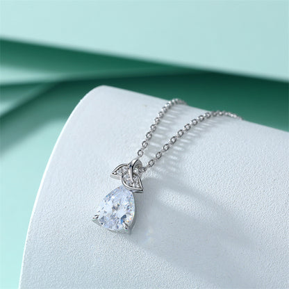 925 Sterling Silver Leaf Pendant Necklace - Elegant Teardrop Collarbone Chain