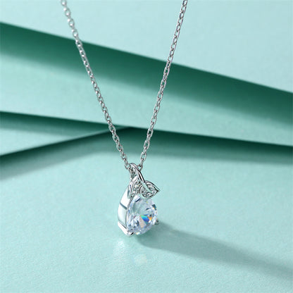 925 Sterling Silver Leaf Pendant Necklace - Elegant Teardrop Collarbone Chain