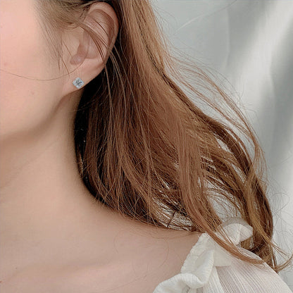 925 Sterling Silver Leaf Stud Earrings with 0.5ct Moissanite White Gold Plated Floral Jewelry for Women