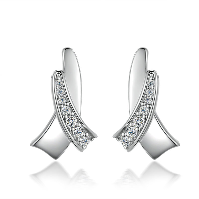 925 Sterling Silver Letter Earrings for Women Elegant Alphabet Stud Earrings White Gold Plated 2g