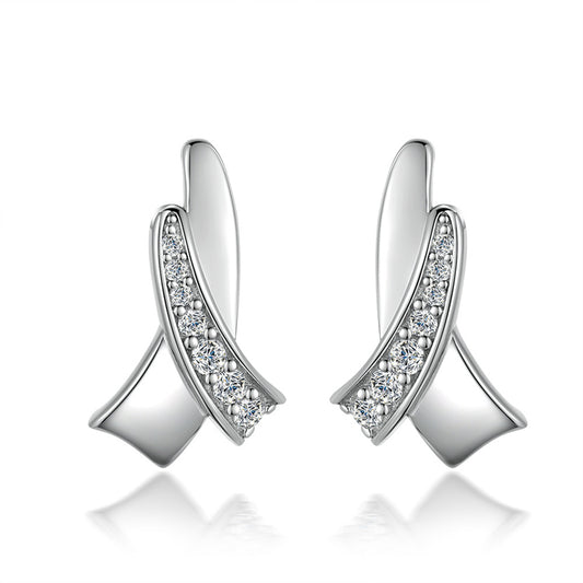 925 Sterling Silver Letter Earrings for Women Elegant Alphabet Stud Earrings White Gold Plated 2g