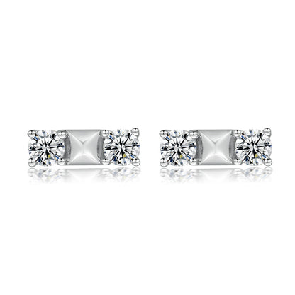 925 Sterling Silver Letter Stud Earrings for Women Elegant Zircon Initial Jewelry White Gold Plated